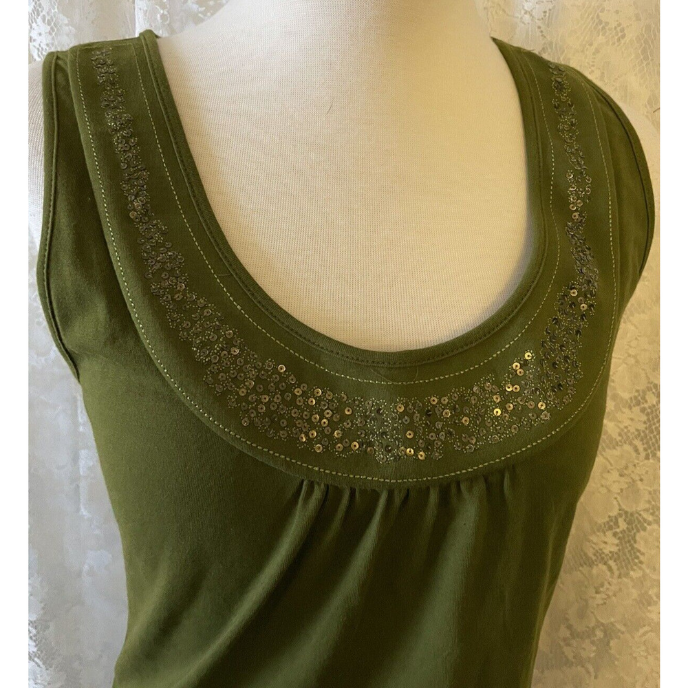 Gillard & Hanson Women's Green Top sleeveless Scoop Neck size M - Picture 3 of 9